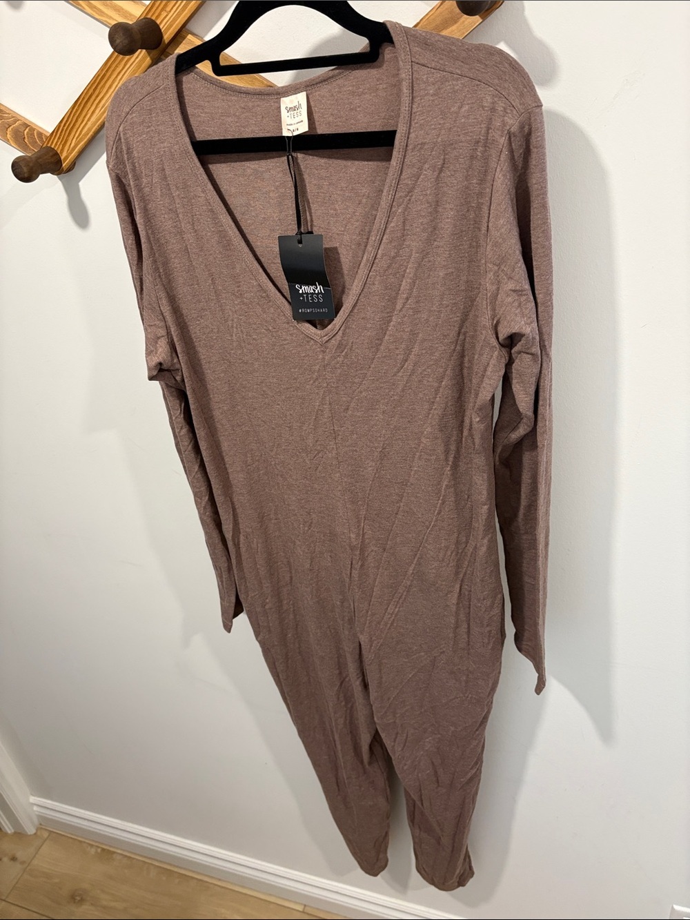 The Friday Romper in the color Chai Latte from the brand Smash + Tess